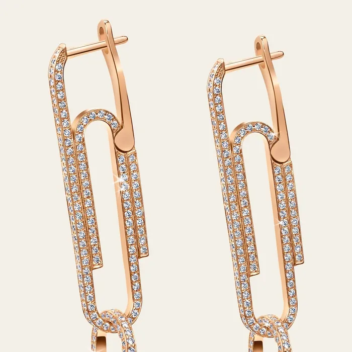 Hand crafted in 18k rose gold and 1026 high quality diamonds Earrings Office Supplies Diamond Earrings