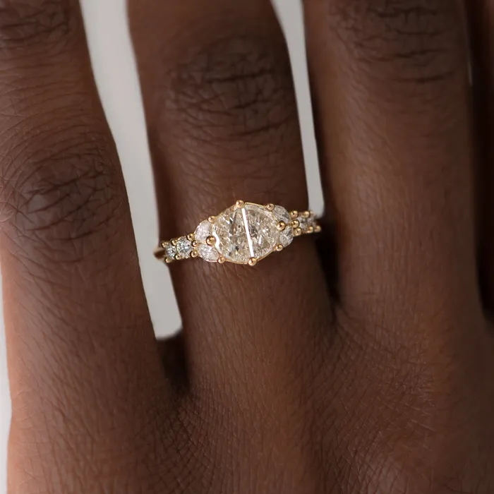 Luminous Cluster Engagement Ring with Half Moon Cut Diamonds ARTEMER Rings