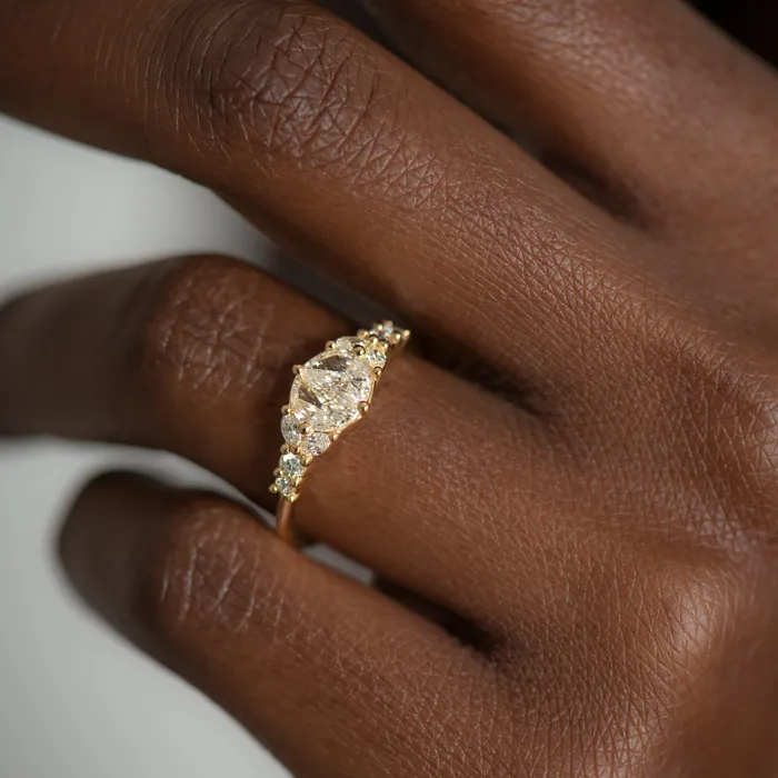 Luminous Cluster Engagement Ring with Half Moon Cut Diamonds ARTEMER Rings