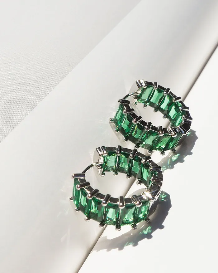 Luv Aj Earrings Emerald Ballier Huggies Emerald Green Gold Luv Aj Earrings Emerald Ballier Huggies Emerald Green Gold