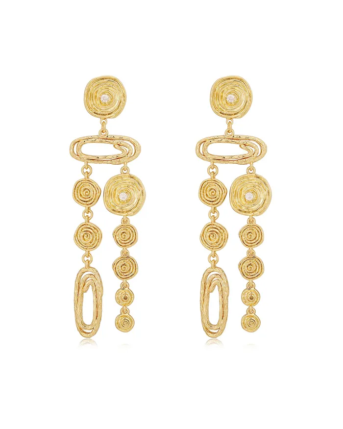 Luv Aj Earrings Molten Disc Statement Earrings Gold