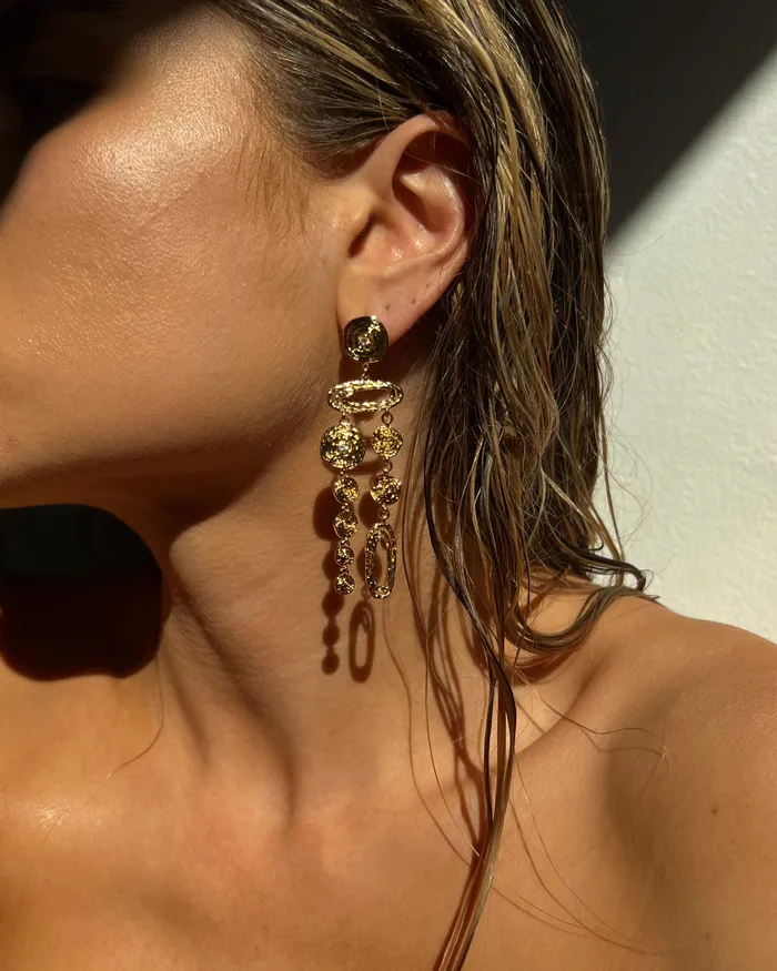 Luv Aj Earrings Molten Disc Statement Earrings Gold Luv Aj Earrings Molten Disc Statement Earrings Gold