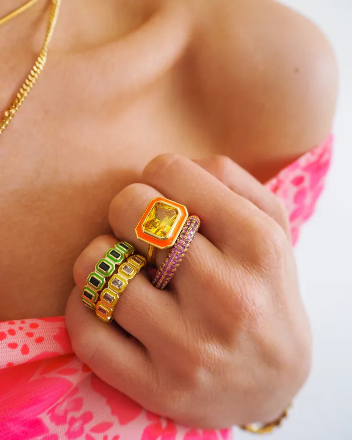 Luv Aj Rings Bezel Ballier Ring Neon Yellow Gold