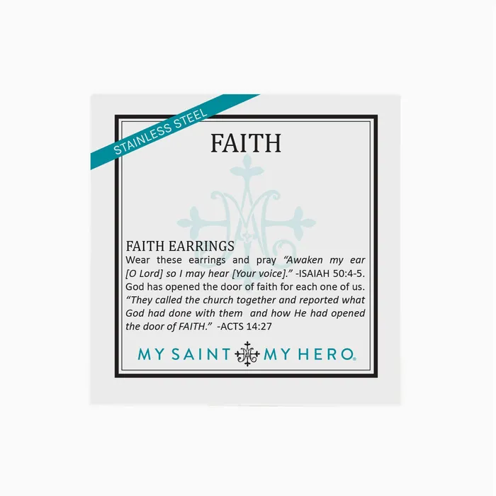 My Saint My Hero Earrings Faith Petite Cross Hoop Earrings