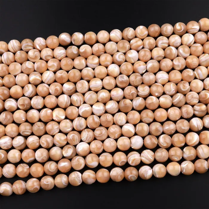 Necklaces Intrinsic Trading Natural Golden Brown Mother of Pearl Shell Round Beads 3mm 4mm 6mm 8mm 10mm 12mm Round Beads 155 Strand