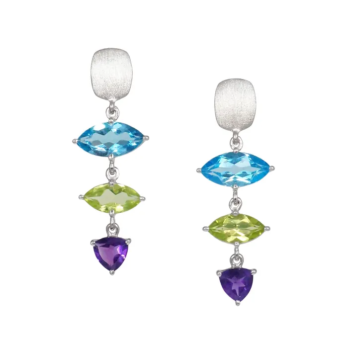 Q Evon Earrings Blue Topaz East West Marquise Earrings