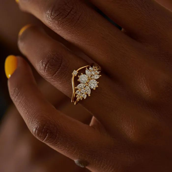 Rings Curved Golden Band Embellished with a Brilliant Diamond ARTEMER Rings Curved Golden Band Embellished with a Brilliant Diamond ARTEMER