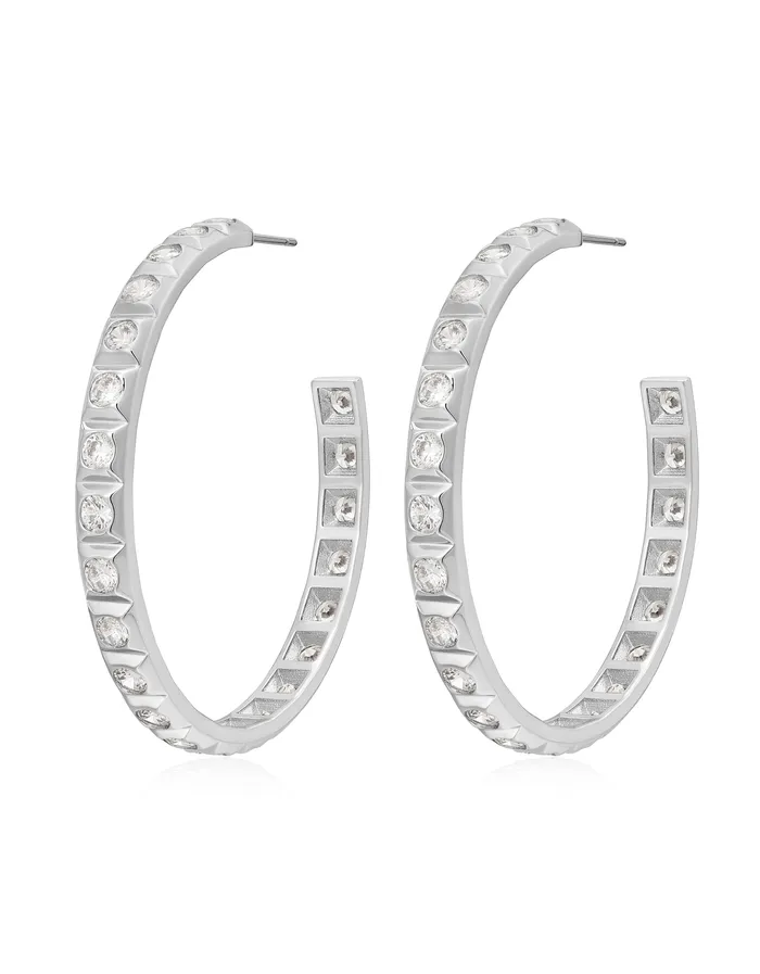 XL Pyramid Stud Hoops Silver Luv Aj Earrings