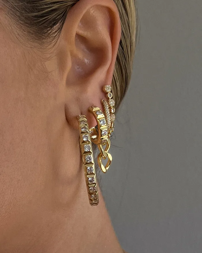 XL Pyramid Stud Hoops Silver Luv Aj Earrings XL Pyramid Stud Hoops Silver Luv Aj Earrings