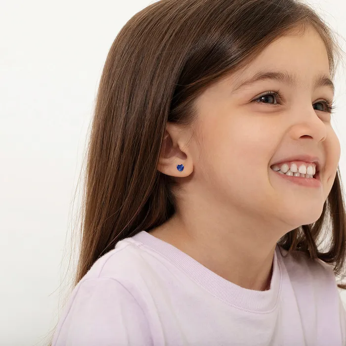 14k Gold Birthstone CZ Heart Baby Toddler Kids Earrings Safety Screw Back Baby Screw Back Earrings Earrings