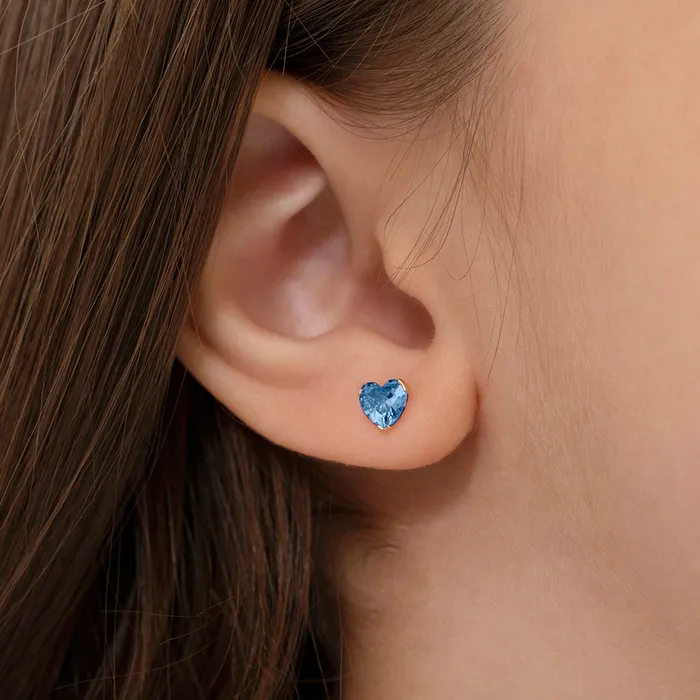 14k Gold Birthstone CZ Heart Baby Toddler Kids Earrings Safety Screw Back Baby Screw Back Earrings Earrings