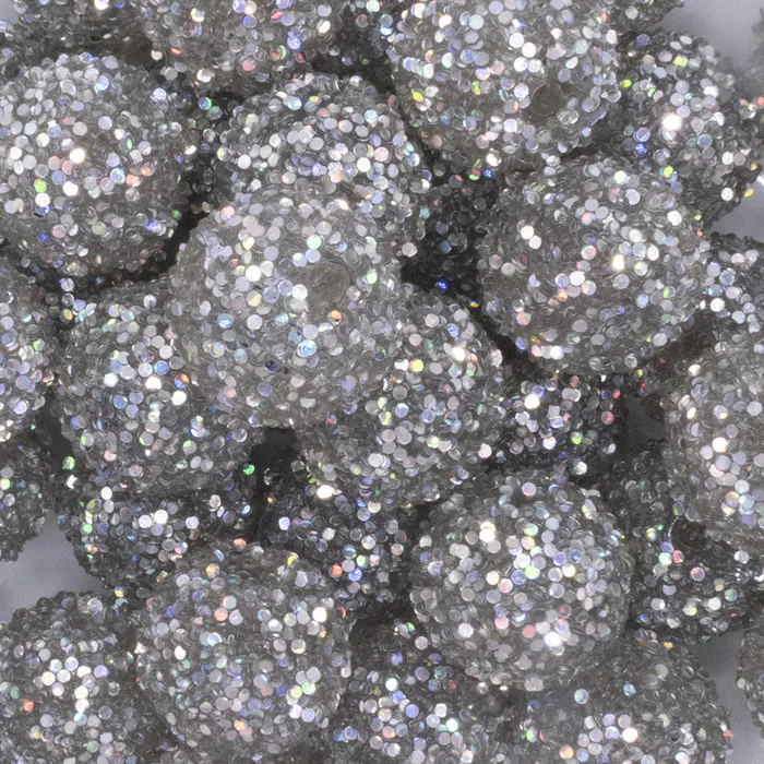 20mm Silver Sequin Confetti Bubblegum Beads The BumbleBead Company Rings