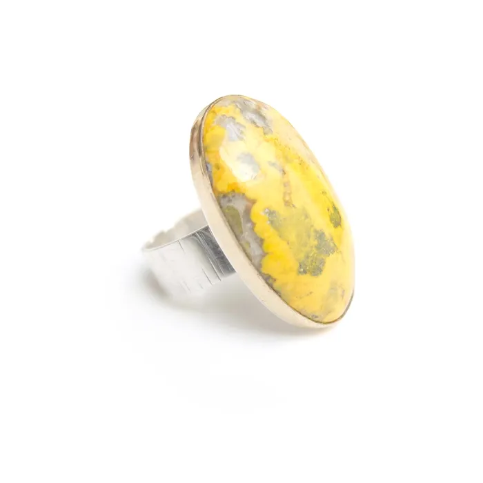 aliceeden Rings Bumble Bee Jasper Gemstone Ring Set in 9ct Gold Silver CREATIVITY