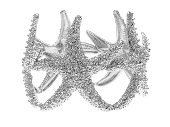 Alilang Bracelets Gold Textured Starfish Stretch Bangle Cuff Statement Bracelet