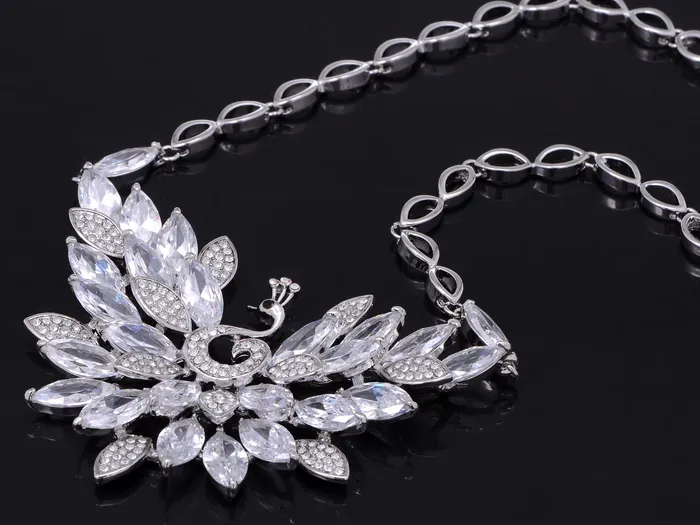 Alilang Earrings Swarovski Crystal Peacock Necklace Earring Set