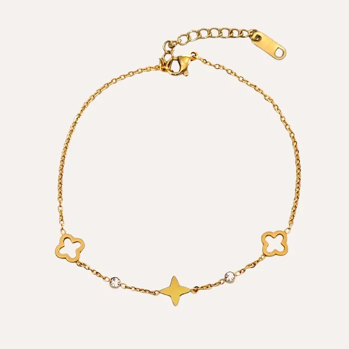 Bracelets Unique Jewelry Paris Lna Bracelet de cheville en acier inoxydable et zircons