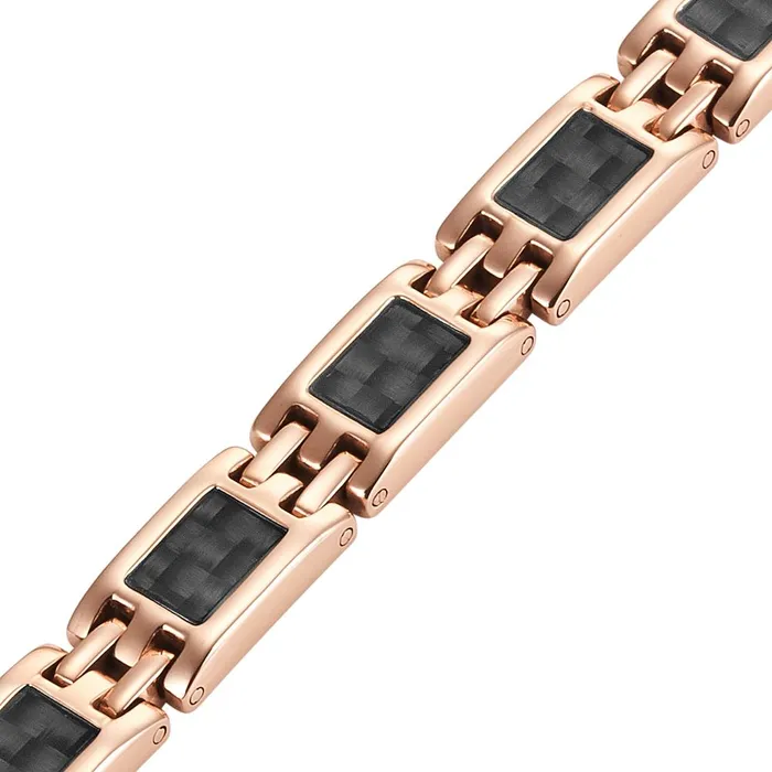 Bracelets Willis Judd Ladies Magnetic Therapy Bracelet Rose God Black Carbon Fiber