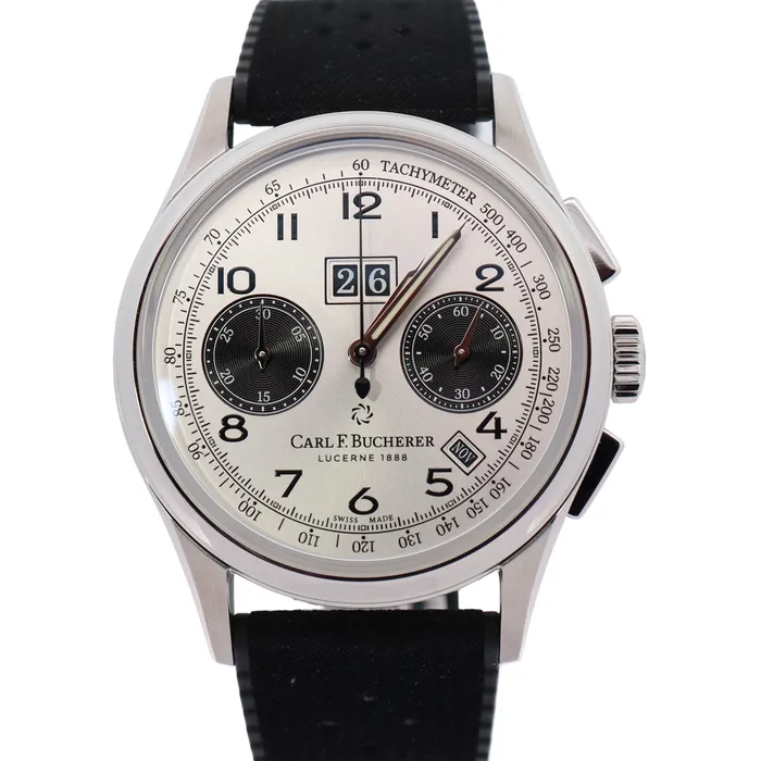 Carl F Bucherer Heritage 41mm Stainless Steel Silver Chronograph Dial Watch Reference 0010803081201 Happy Jewelers Bracelets