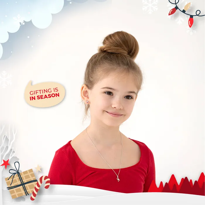 Christmas Santa Kids Childrens Girls Jewelry Set Sterling Silver Kids Jewelry Sets Earrings