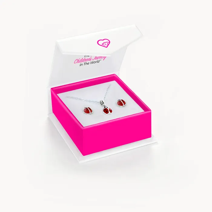 Classic Ladybug Toddler Kids Girls Jewelry Set Sterling Silver Kids Jewelry Sets Rings