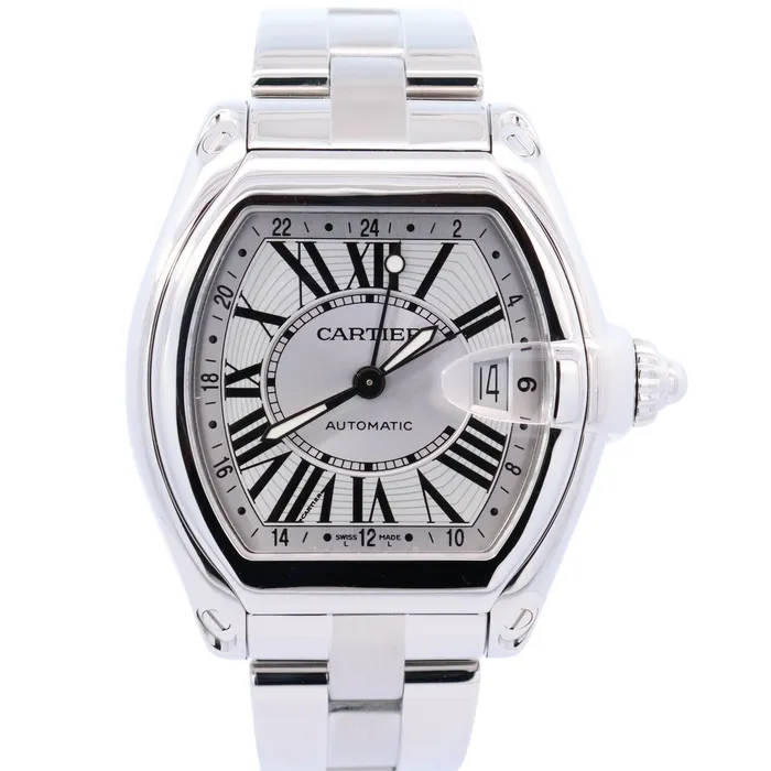 Happy Jewelers Bracelets Cartier Roadster 39mm Stainless Steel Silver Roman Dial Watch Reference W62025V3