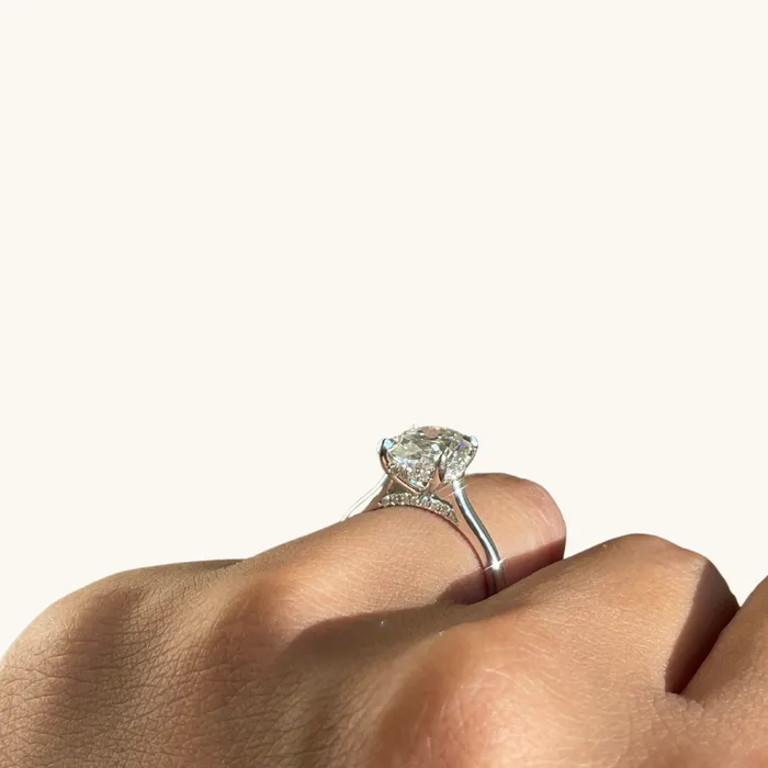 Happy Jewelers Rings 308 Oval Lab Diamond Engagement Ring with Hidden Halo