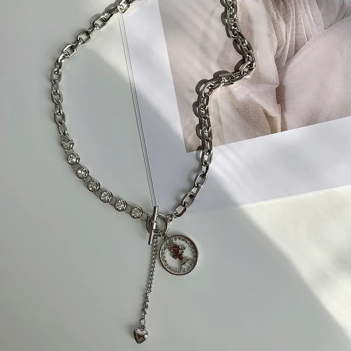 Necklaces Refined by AnnaKaci Portrait Coin Asymmetrical Chain Necklace Necklaces Refined by AnnaKaci Portrait Coin Asymmetrical Chain Necklace
