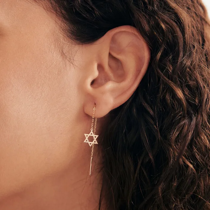 Star of David Threader Earrings Gelin Diamond Earrings