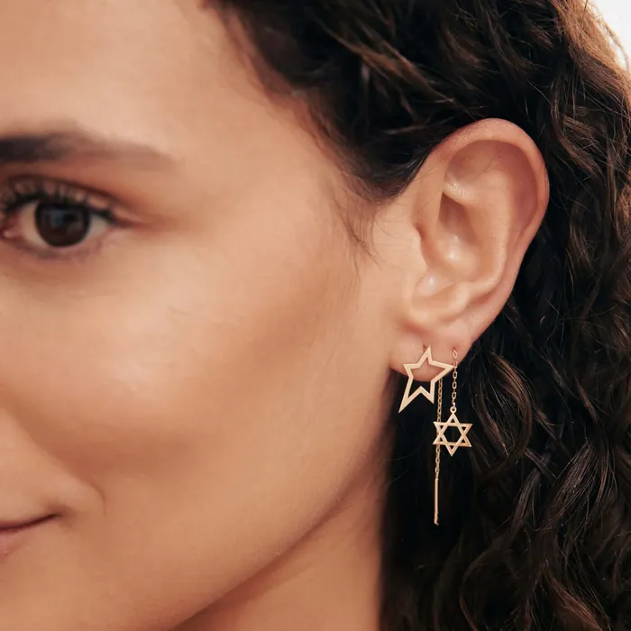 Star of David Threader Earrings Gelin Diamond Earrings