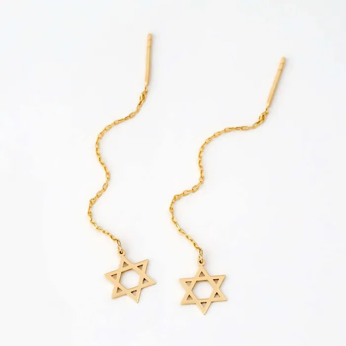 Star of David Threader Earrings Gelin Diamond Earrings
