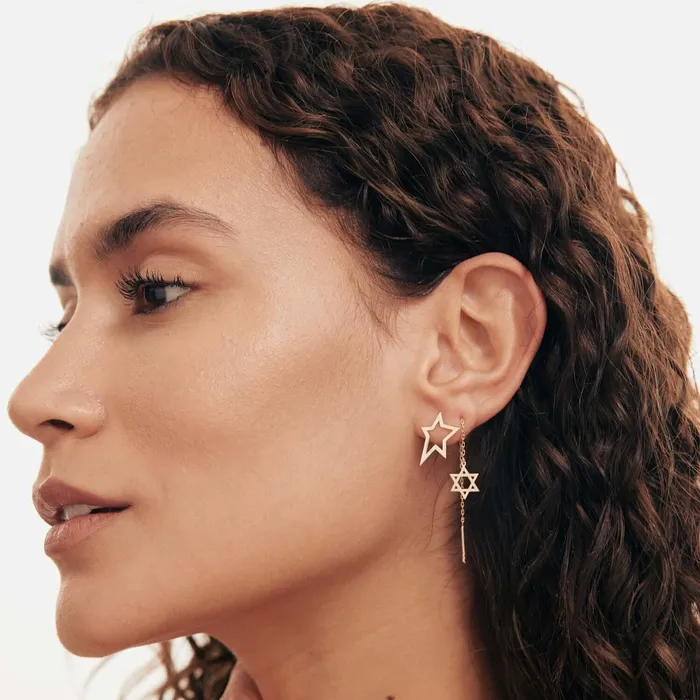 Star of David Threader Earrings Gelin Diamond Earrings