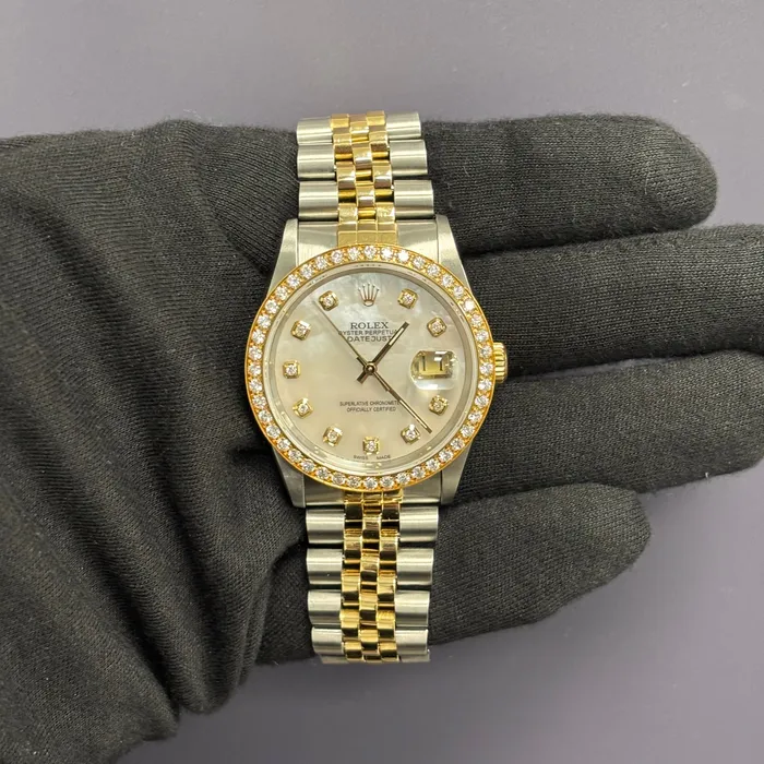 Watches Happy Jewelers Rolex Datejust 36mm MOP Dial Watch Ref 16233