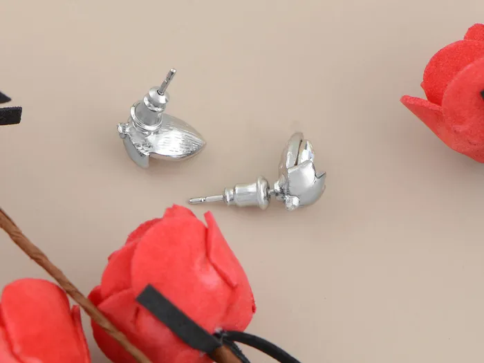 Wine Red Heart Wings Stud Earrings Alilang Earrings