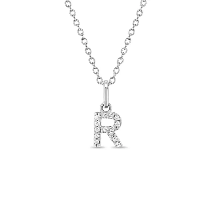 Womens Necklaces Necklaces Pave Letter Womens PendantNecklace Sterling Silver